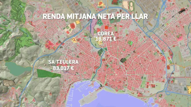 Palma, ciutat de contrastos: el barri més ric multiplica per quatre la renda del més pobre