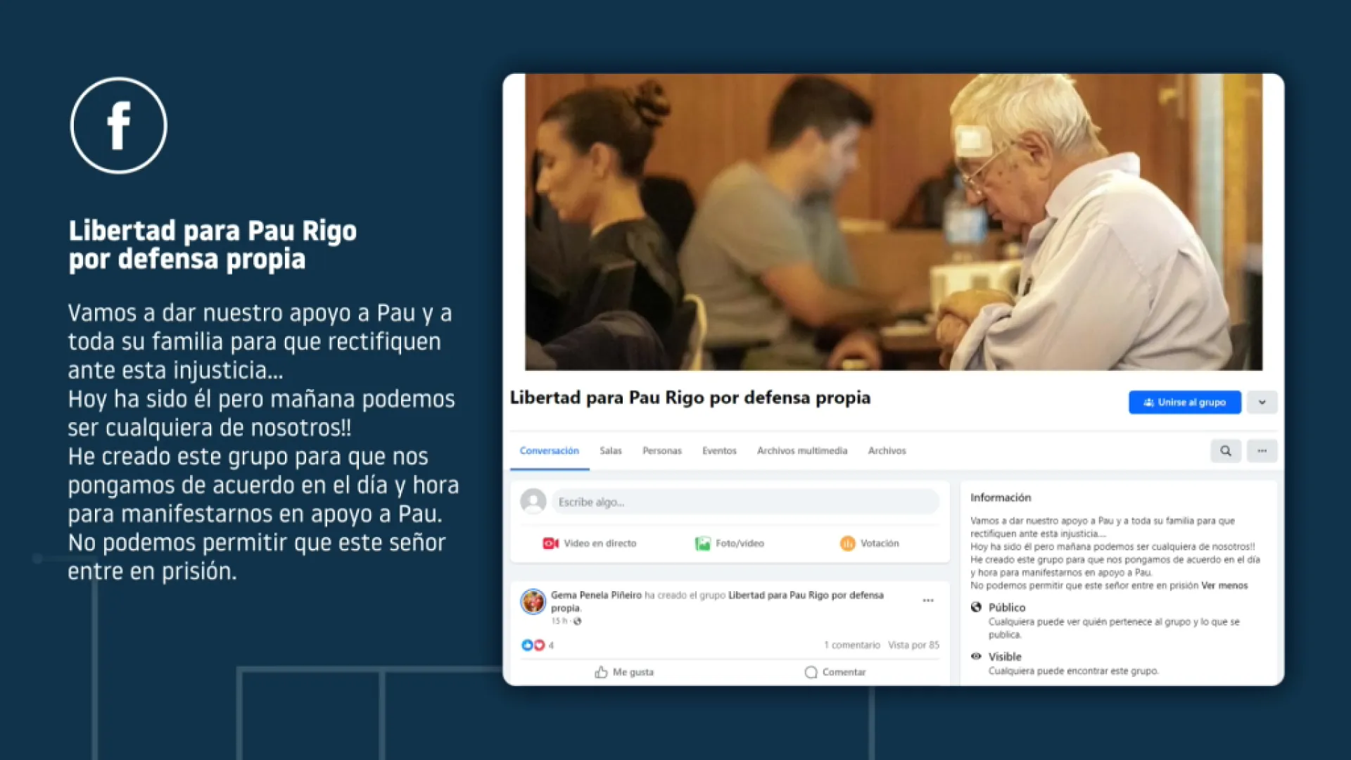 Creen a Facebook un grup de suport a Pau Rigo