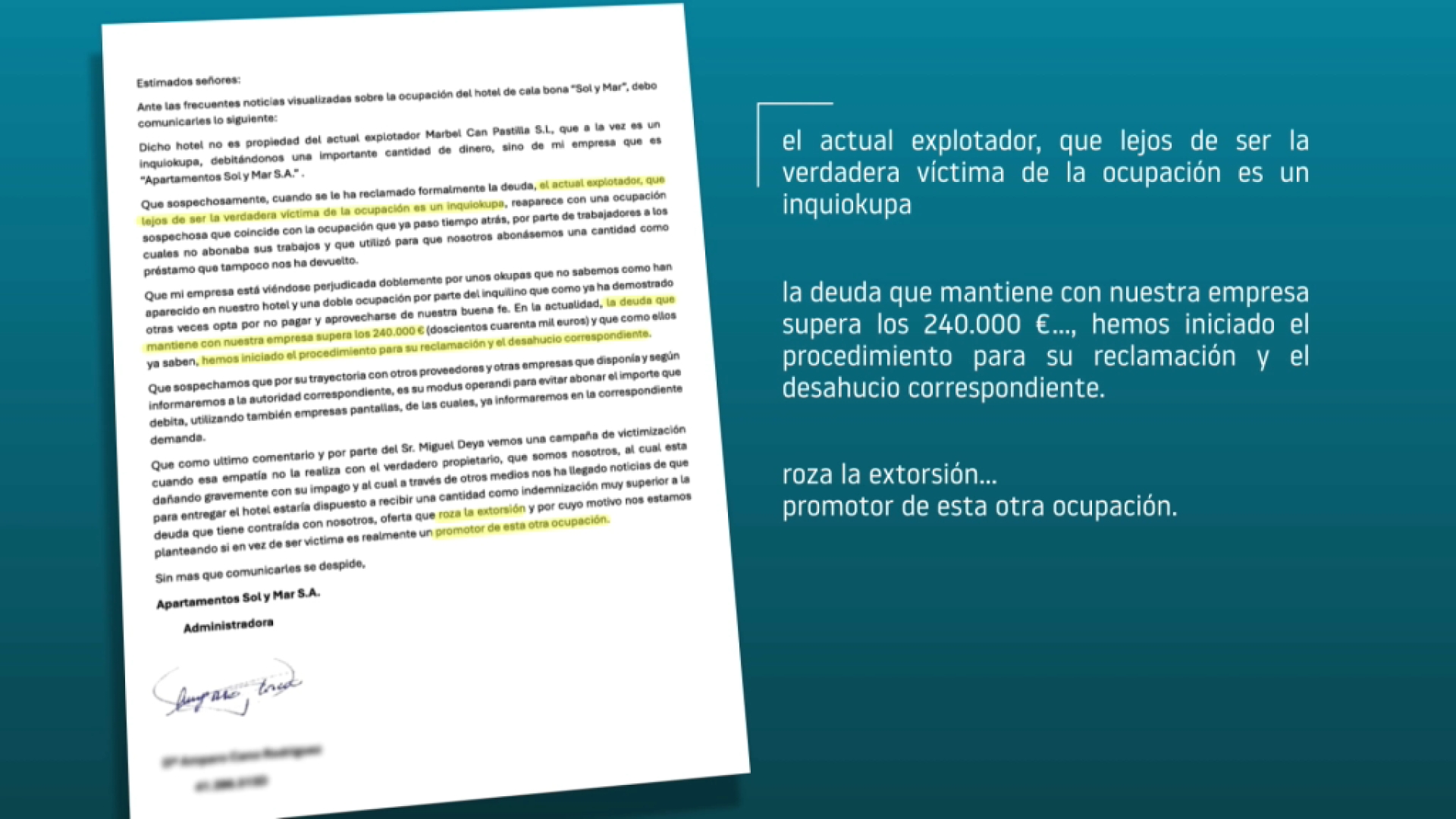 L’administració del ‘Sol y Mar’ acusa l’explotador de l’aparthotel de ser un inquiocupa