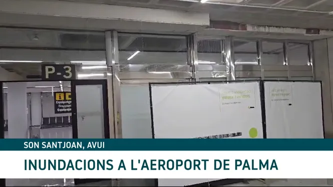 Les fortes pluges causen inundacions a l’aeroport de Palma